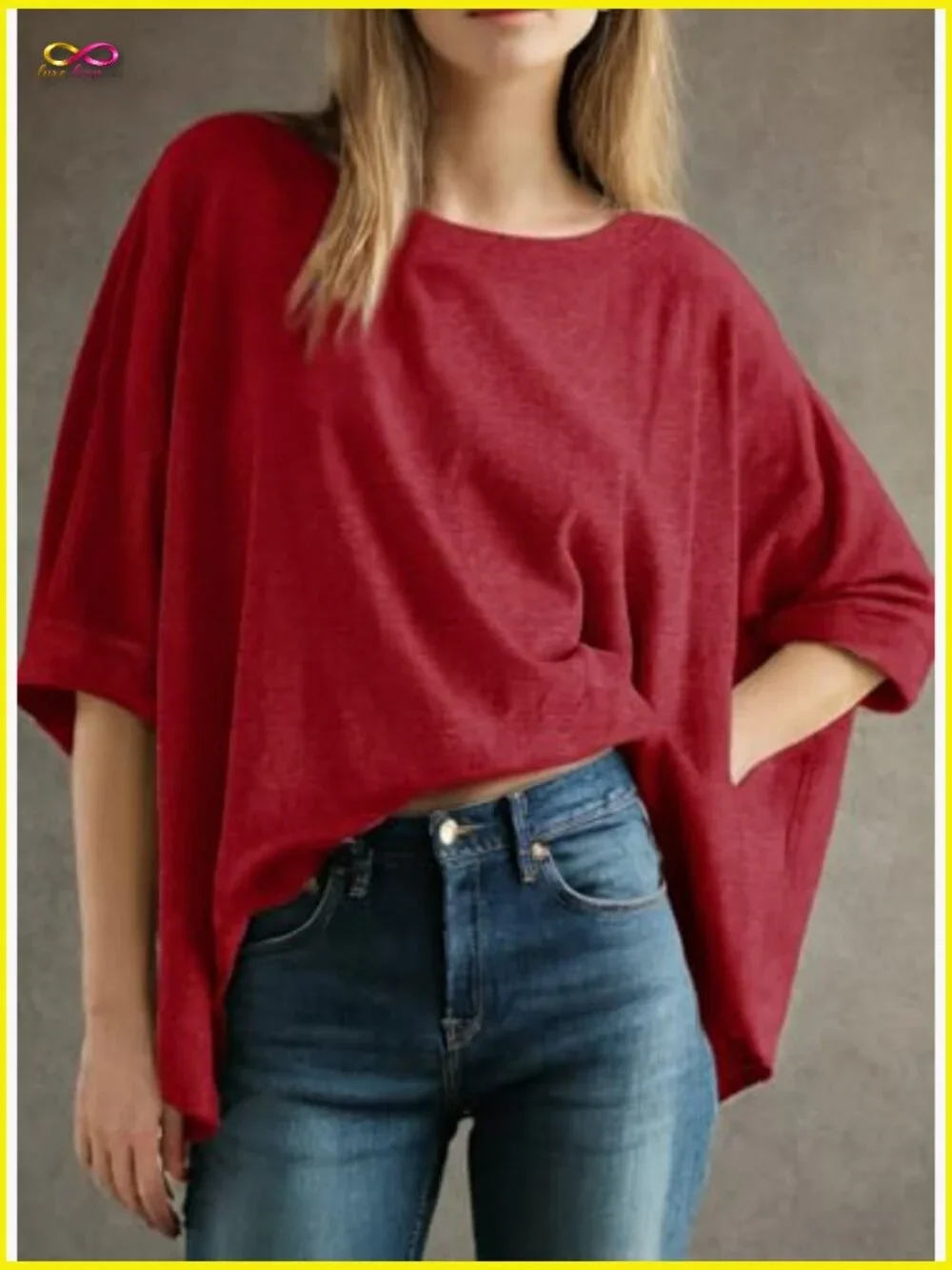 Oversized Crew Neck Short Sleeve Tee Soft Stretchy Casual Basic Tunic Top Loose - Picture 2 of 4